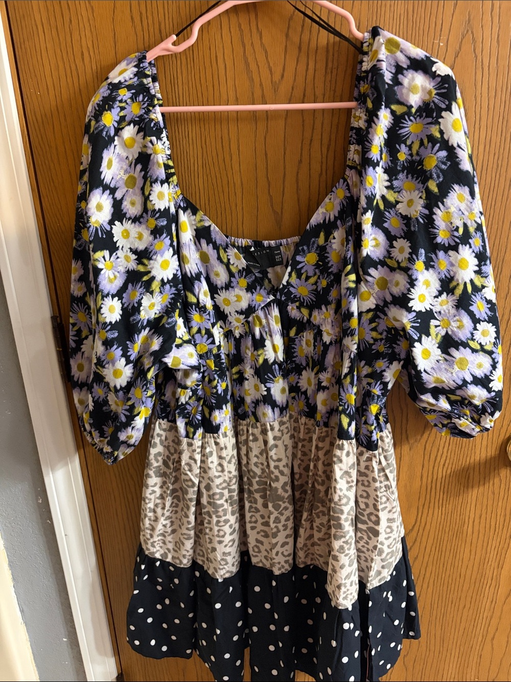 ASOS Curve Black Daisy & Mixed Print Mini Dress